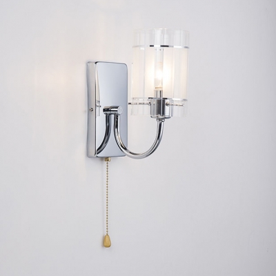 Cylinder Wall Light 1/2 Lights Rustic Style Metal and Clear Glass Sconce Wall Light for Dining Room Bedroom