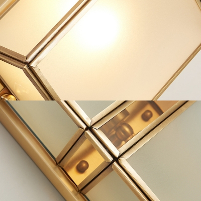 Frosted Glass Rectangle Wall Light 1/2 Lights Modern Style Sconce Light in Brass for Bathroom