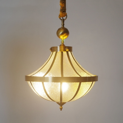 Glass and Metal Pendant Chandelier 3 Lights Antique Style Hanging Light for Dining Room Bedroom