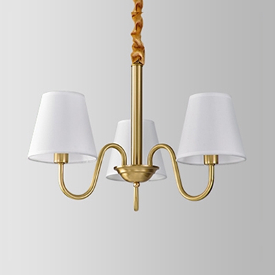 Hallway Hotel Tapered Chandelier Linen Metal 3/5/6 Lights Simple Style Brass Hanging Light