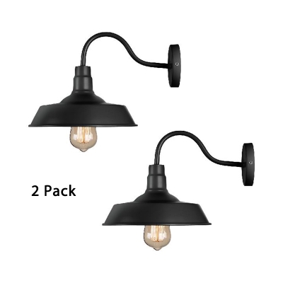 Metal Barn Wall Light 2 Pack 1 Light Vintage Style Industrial Sconce Light in Black for Kitchen