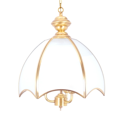 Metal and Glass Chandelier 3 Lights Traditional Style Pendant Lamp for Hotel Restaurant