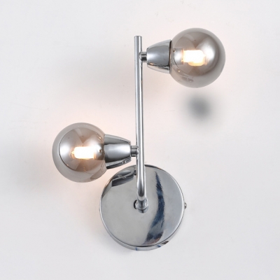 Metal Globe Wall Lamp 2/4 Lights Industrial Wall Sconce in Chrome for Dining Room