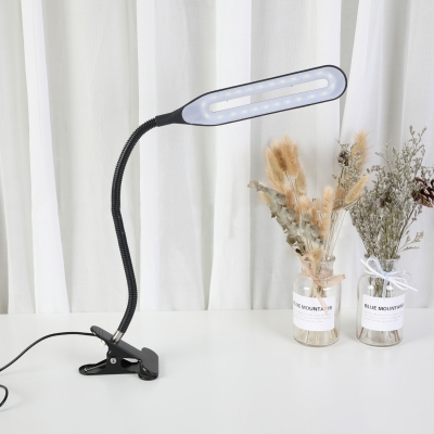 Black LED Desk Lamp with USB Charging Port Flexible Gooseneck Clip Study Light for Dormitory (2 packs)