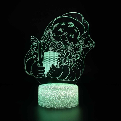 Santa Claus Pattern LED Night Light 7 Color Changing Touch Sensor 3D Bedside Lamp for Christmas Gift