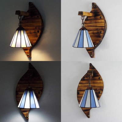 Stained Glass Hanging Light 1 Light Tiffany Style Wall Lamp for Bedroom Dining Room