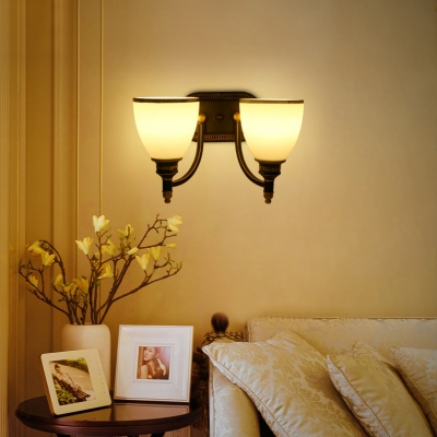 Up Lighting Sconce Light Bedroom Foyer 1/2 Lights Vintage Style Metal Frosted Glass Wall Sconce