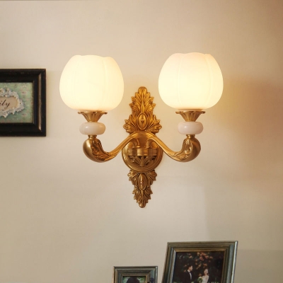 Vintage Style Globe Wall Lamp 1/2 Lights Metal Sconce Light in Brass for Living Room Foyer
