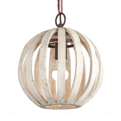 Wood and Metal Globe Hanging Lamp Single Light Antique Light Hanging Lamp for Living Room