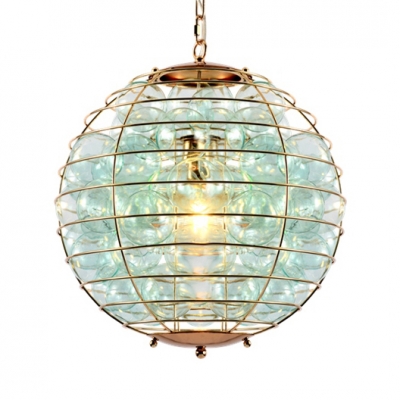 1 Light Globe Ceiling Light Fixture Vintage Style Metal Chandelier with Glass Ball Decoration for Living Room