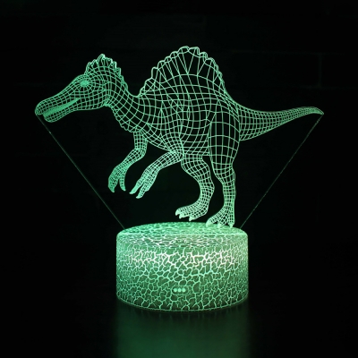 4 Jurassic Dinosaur Pattern 3D Night Light Boy Bedroom 7 Color Changing LED Bedside Light with Touch Sensor