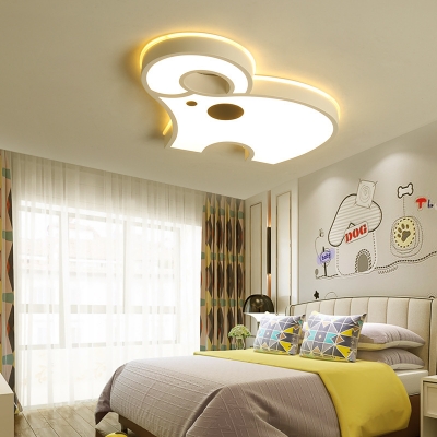 Acrylic Elephant Shape Ceiling Light Boy Girl Bedroom White/Third Gear/Stepless Dimming Flush Mount Light