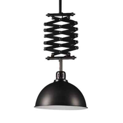 Black/White Dome Shade Extendable Pendant Light Industrial Glass 1 Light Hanging Lighting for Cafe Restaurant