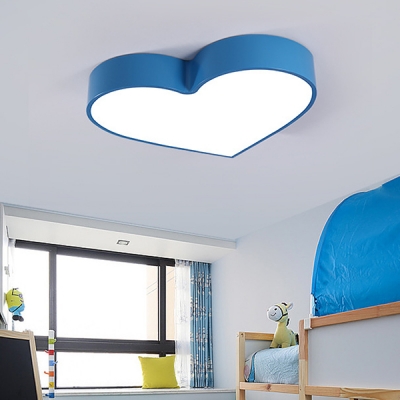 Cute Heart Shape Flush Ceiling Light Acrylic Metal Ceiling Mount Light in Red/Blue/Pink/Yellow for Girl Bedroom