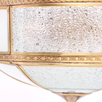 Dining Room Up Lighting Chandelier Dimpled Glass Metal 3 Lights Vintage Suspension Light in Brass/Bronze