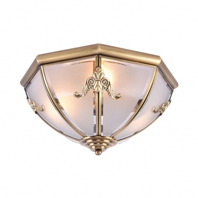 Dome Living Room Flush Ceiling Light Frosted Glass 3/4/6 Lights Elegant LED Light Fixture in Brass