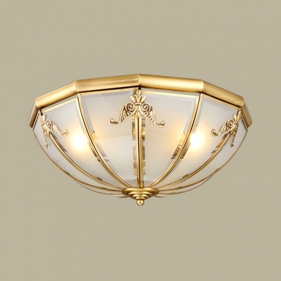 Dome Living Room Flush Ceiling Light Frosted Glass 3/4/6 Lights Elegant LED Light Fixture in Brass