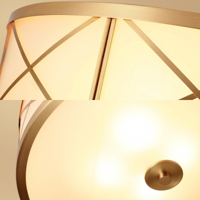 Elegant Style Brass Ceiling Lamp Round 2/3/4 Lights Frosted Glass Flush Light for Hotel