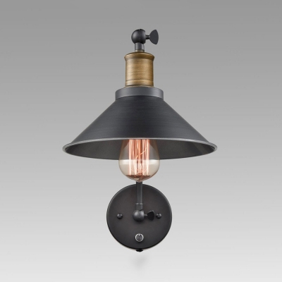2 Pack Industrial Black Extendable Wall Lamp with Cone Shade 1 Light Metal Sconce Light for Kitchen