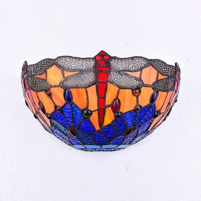 Colorful Dragon Pattern Wall Lamp 1 Light Tiffany Style Glass Sconce Light for Shop Restaurant