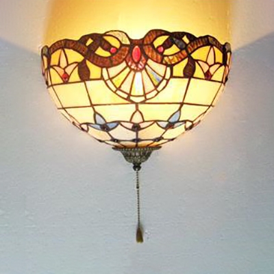 

Tiffany Style Baroque Sconce Lamp Hand Made Stained Glass Abstract Pattern Wall Lamp for Bedroom, HL520414