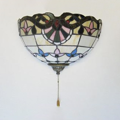 Tiffany Style Baroque Sconce Lamp Hand Made Stained Glass Abstract Pattern Wall Lamp for Bedroom