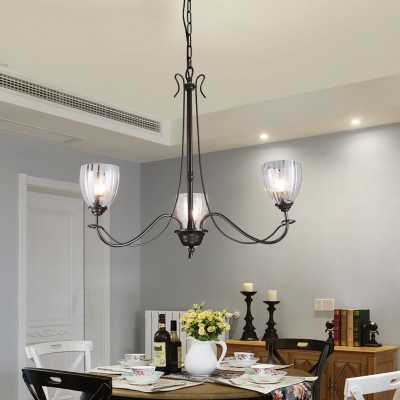 Metal Candle Suspension Light with Cone Shade Foyer 3/5 Lights Colonial Style Chandelier in Black