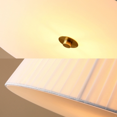Modern Tapered Semi Flush Ceiling Light 3/4 Lights Fabric Acrylic Ceiling Lamp in White for Shop