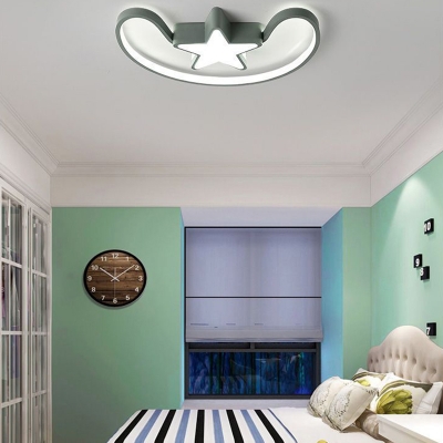 Multi Color Choice LED Light Fixture Boy Girl Kid Bedroom Moon Star Shape Ceiling Mount Light in Warm