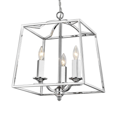 Polished Nickle Tapered Hanging Light with Candle Triple Light Modern Metal Pendant Lighting