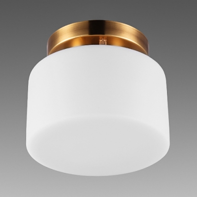 Simple Style Drum Ceiling Fixture 1 Light Frosted Glass Flush Ceiling Light for Shop