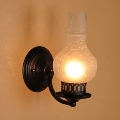 Single Light Vase Shape Wall Light Antique Style Amber/Frost Glass Sconce Light for Dining Room