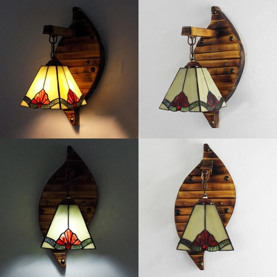 Stained Glass Hanging Light 1 Light Tiffany Style Wall Lamp for Bedroom Dining Room