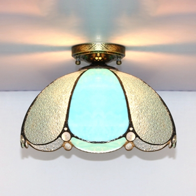 Tiffany Style Dome Flush Light Glass Simple Light Ceiling Light for Living Room Bedroom