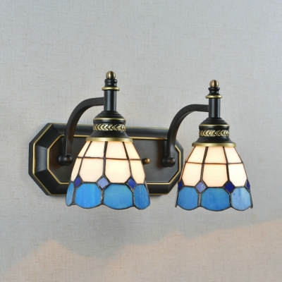 

Tiffany Style Dome Wall Sconce 2 Lights Stained Glass Wall Light for Dining Room Foyer, HL524189