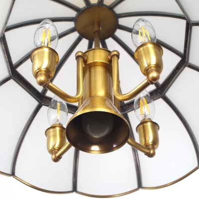 Traditional Style Pendant Light 6 Lights Frosted Glass and Metal Chandelier for Bedroom Restaurant