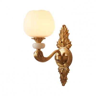 Vintage Style Globe Wall Lamp 1/2 Lights Metal Sconce Light in Brass for Living Room Foyer