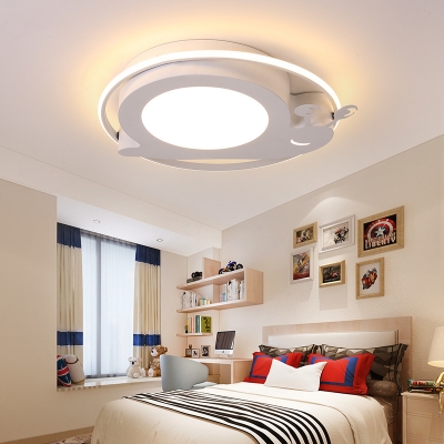White/Blue/Pink Snail Ceiling Light Cute Round Shape LED Flush Mount Light in Warm for Girl Boy Bedroom