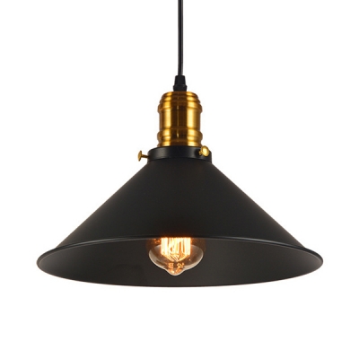 1/2/3 Pack Metal Conical Suspension Light Dining Room 1 Light Antique Style Pendant Light in Black