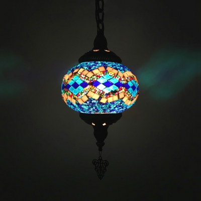 1/6 Pack Cafe Lantern Hanging Light Stained Glass 1 Light Mosaic Suspension Light(not Specified We will be Random Shipments)