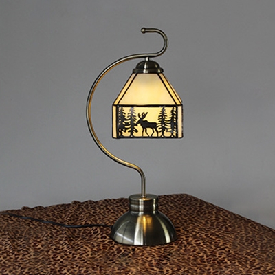 Deer/House/Mediterranean/Sailboat Desk Light Single Light Tiffany Stylish Art Glass Table Light for Bedroom