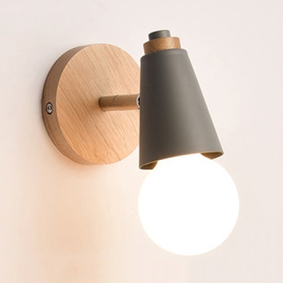Rotatable Modern Horn Wall Light One Light Metal Sconce Light in Black/Gray/White Sconce Light for Bedroom