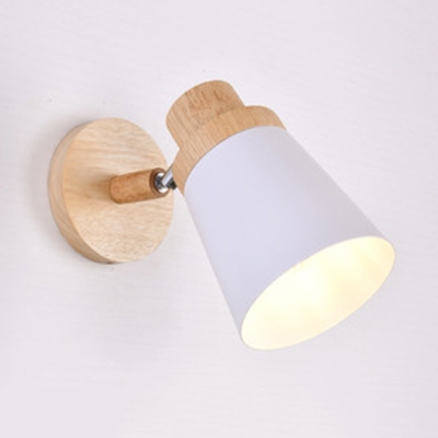 Rotatable Metal Bucket Sconce Light 1 Head Nordic Style Wall Light with Multi-Color Choice for Bedroom