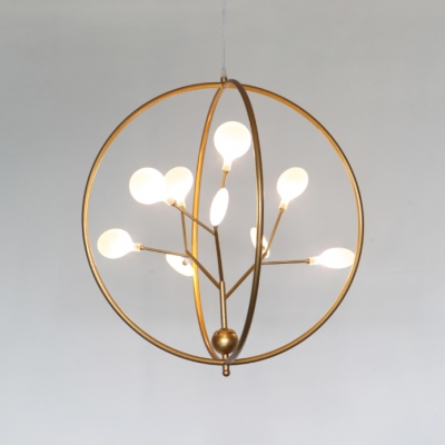 Creative Black/Gold Chandelier with Plant Shape 9 Lights Metal Pendant Light for Kitchen
