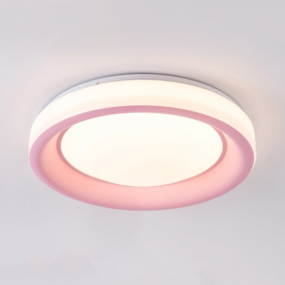 Acrylic Round LED Ceiling Lamp Living Room Modern Nordic Flush Ceiling Light in Blue/Coffee/Pink/White