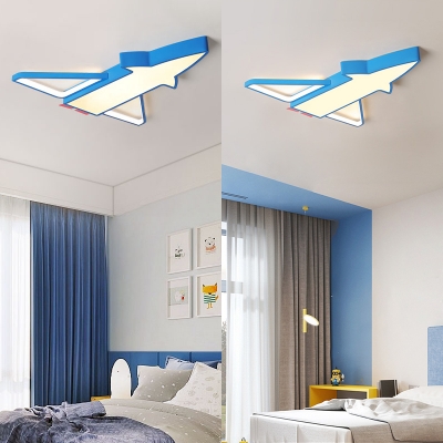 Acrylic Airplane Ceiling Mount Light Creative Blue/Pink LED Ceiling Lamp in Warm/White for Child Bedroom
