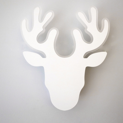 Acrylic Deer LED Wall Light Adult Kid Bedroom Modern Black/White Scone Light in White/Warm