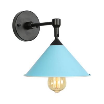 Bedroom Corridor Cone Wall Sconce Metal 1 Light Nordic Style Candy Colored Wall Light