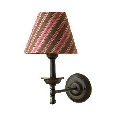Bedroom Tapered Shade Sconce Light with Dottie/Stripe/Trellis Metal 1 Light Vintage Wall Lamp