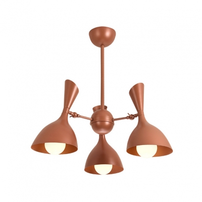 Brown/Green Curved Pendant Lamp 3/6/8 Lights Macaron Loft Metal Chandelier for Living Room